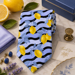 Mediterrenean Citrus Lemon pattern Tie