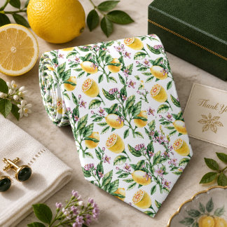 Mediterrenean Citrus Lemon pattern Tie