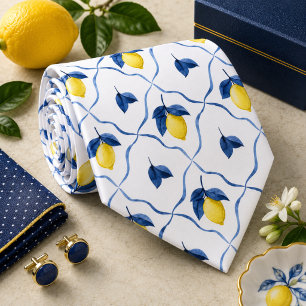 Mediterrenean Citrus Lemon pattern Tie