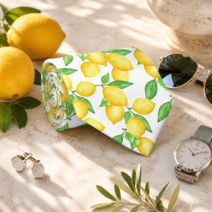 Mediterrenean Citrus Lemon pattern Tie