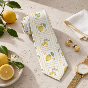 Mediterrenean Citrus Lemon pattern Tie