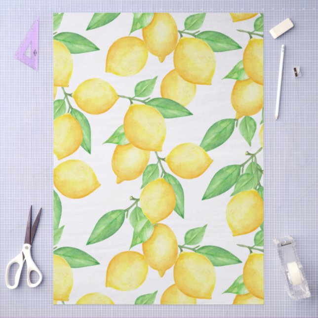 Mediterrenean Citrus Lemon pattern Tissue Paper (Craft)