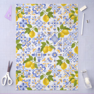 Mediterrenean Citrus Lemon pattern Tissue Paper