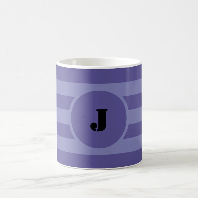 Medium and Light Purple Stripes Coffee Mug (Center)