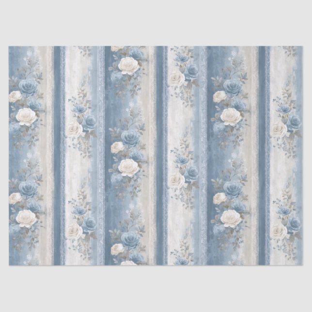 Medium Baby Blue Stripe & Lace  Tissue Paper (Front)