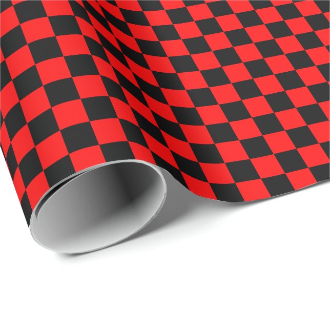 Medium Black and Red Checks Wrapping Paper (Roll Corner)