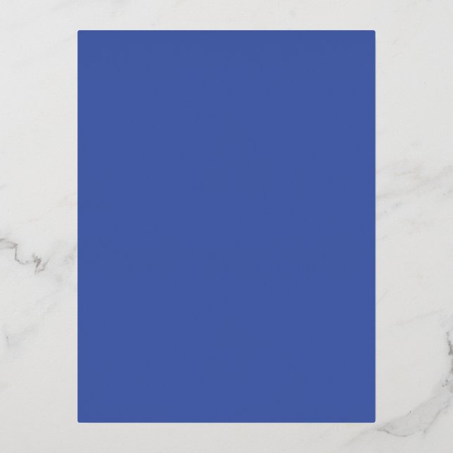Medium Blue #445EAA, Faded Blue Foil Holiday Postcard (Front)