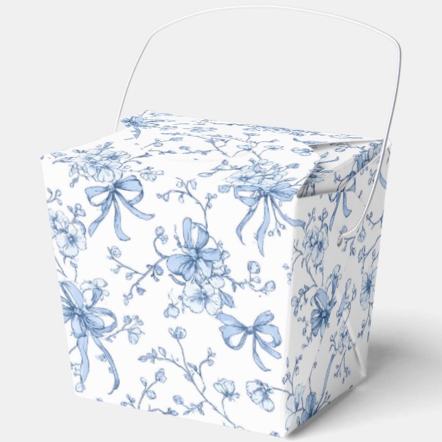 Medium Blue and White Coquette  Favour Box (Front)