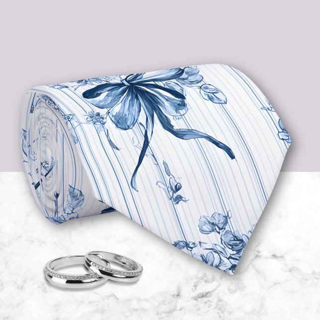 Medium Blue and White Coquette  Tie (Creator Uploaded)