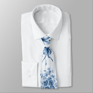 Medium Blue and White Coquette  Tie