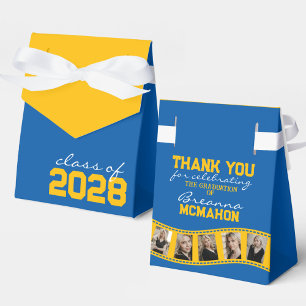 Medium Blue & Gold Yellow Photo Collage Filmstrip Favour Box