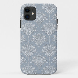 Medium Blue Grey and White Damask Case-Mate iPhone Case