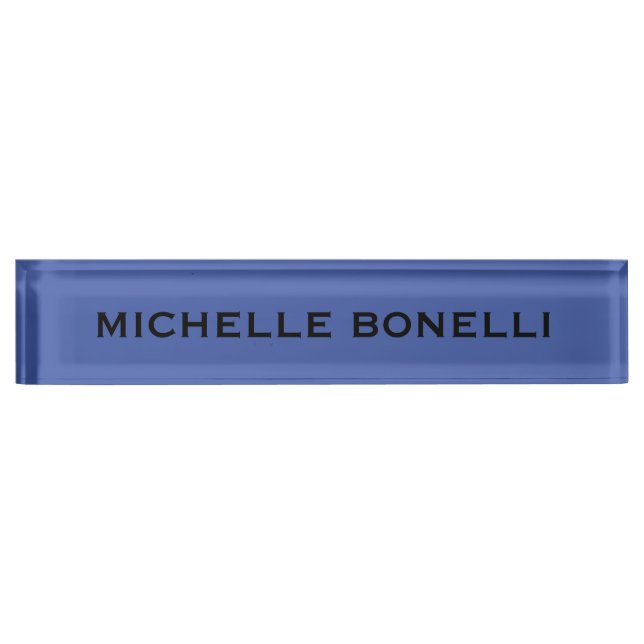 Medium Blue Minimalist Plain Legible Modern Nameplate (Front)