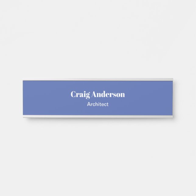 Medium Blue Professional Plain Modern Elegant Door Sign (Front)
