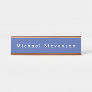 Medium Blue Trendy Modern Professional Desk Name Plate