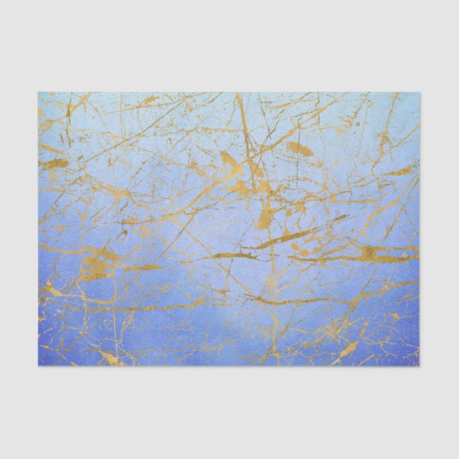Medium Blue Water Colour with gold spatter Tissue Paper (Front)
