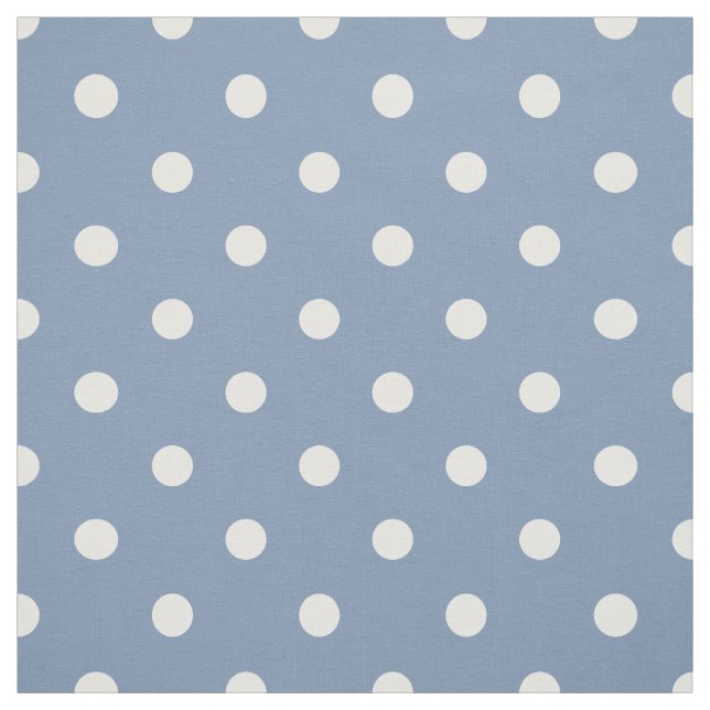 Medium Blue White Polka Dots Fabric (Swatch)