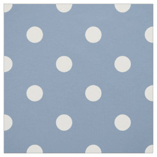 Medium Blue White Polka Dots (small scale) Fabric