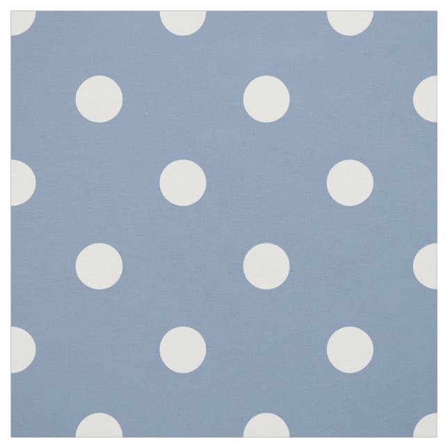 Medium Blue White Polka Dots (small scale) Fabric (Swatch)