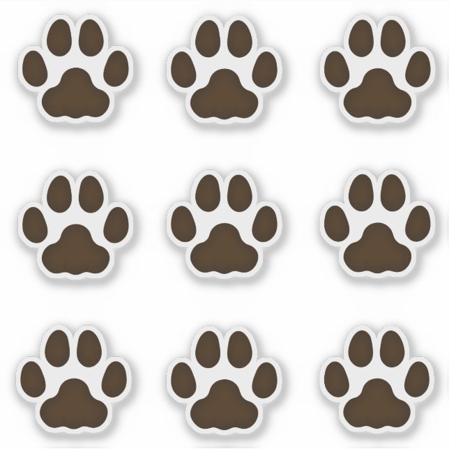 Medium Cat Paw Prints Dark Brown Decal Stickers (Front)