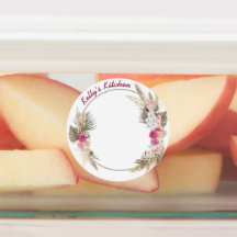 Medium Circle Waterproof Label with Flower Wreath