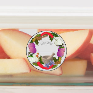 Medium Circle Waterproof Label with Vegetables