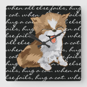 Medium Clock "Hug a Cat"