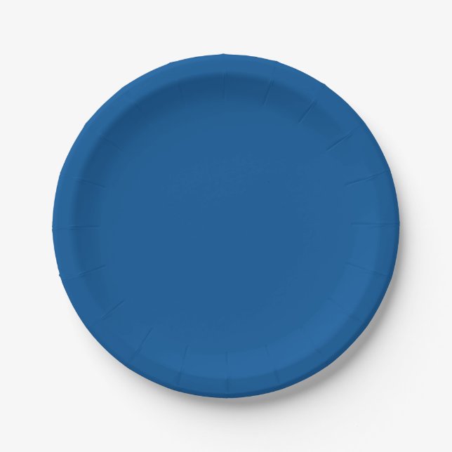 Medium Electric Blue Solid Colour Paper Plate (Front)