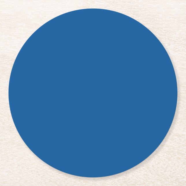 Medium Electric Blue Solid Colour Round Paper Coaster (Front)