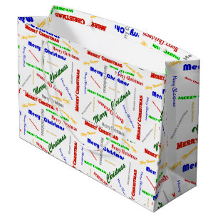 Medium Glossy Merry Christmas Print Gift Bag