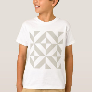 Medium Gray Geometric Deco Cube Pattern T-Shirt