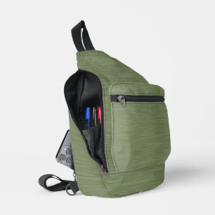 MEDIUM GREEN BRUSHED METAL LOOK TEXTURE SLING BAG