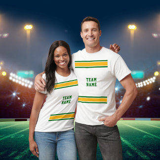 Medium Green Gold Sports Team Name White Unisex T-Shirt