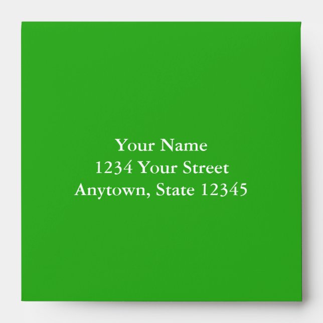 Medium Green Square Envelope with Custom Address (Front)