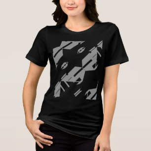 Medium Grey Diagonal Zig-zag Tropical Art Design Tri-Blend Shirt