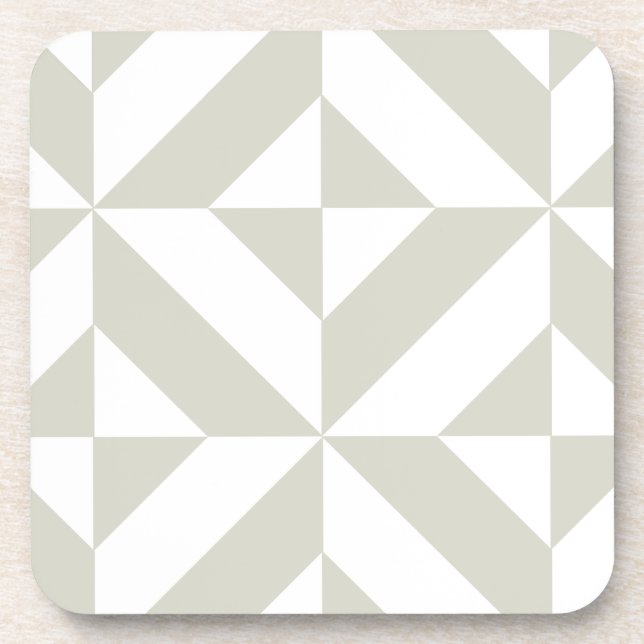 Medium Grey Geometric Deco Cube Pattern Coaster (Front)