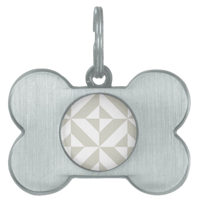 Medium Grey Geometric Deco Cube Pattern Pet Tag (Front)