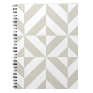 Medium Grey Geometric Deco Cube Pattern Spiral Notebook