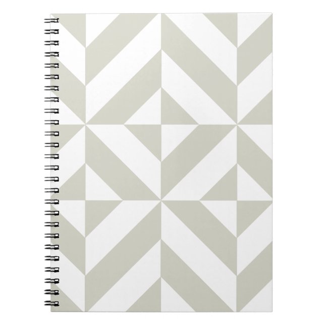 Medium Grey Geometric Deco Cube Pattern Spiral Notebook (Front)