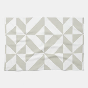 Medium Grey Geometric Deco Cube Pattern Tea Towel