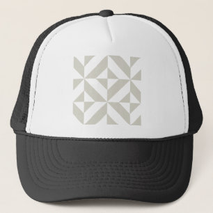 Medium Grey Geometric Deco Cube Pattern Trucker Hat