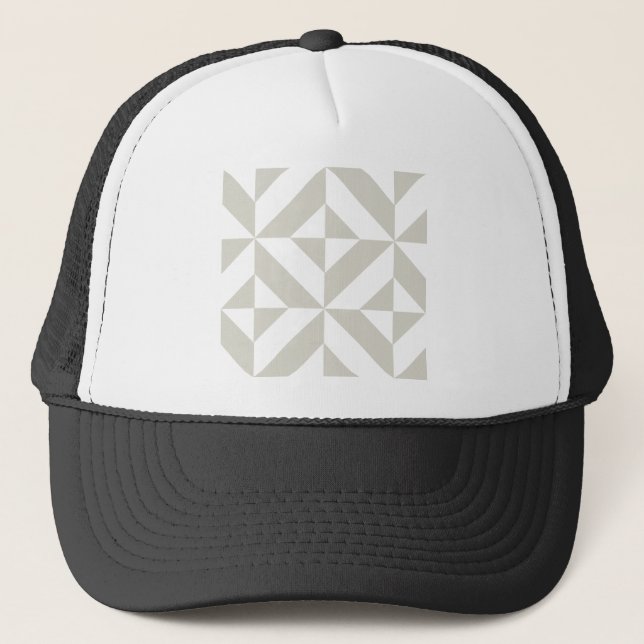 Medium Grey Geometric Deco Cube Pattern Trucker Hat (Front)