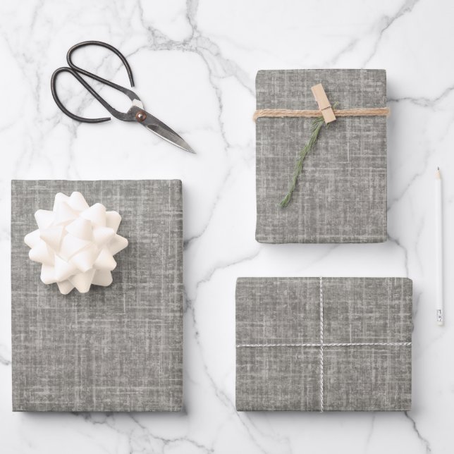 Medium Grey Linen Wrapping Paper Sheet (Front)