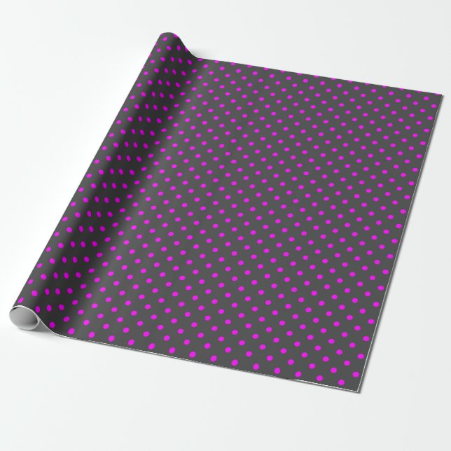 Medium Grey & Pink Polka Dots Wrapping Paper (Unrolled)