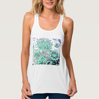 MEDIUM High Waisted Seafoam Purple Paisley Capri Singlet