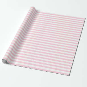 Medium Light Pink and White Stripes Wrapping Paper