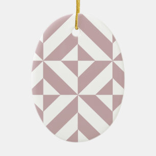 Medium Mauve Geometric Deco Cube Pattern Ceramic Tree Decoration