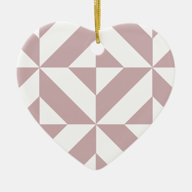 Medium Mauve Geometric Deco Cube Pattern Ceramic Tree Decoration (Front)