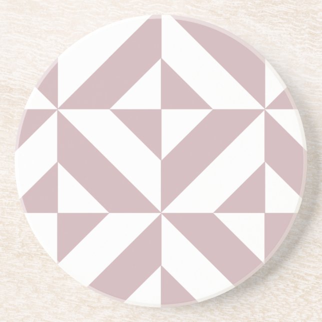 Medium Mauve Geometric Deco Cube Pattern Coaster (Front)