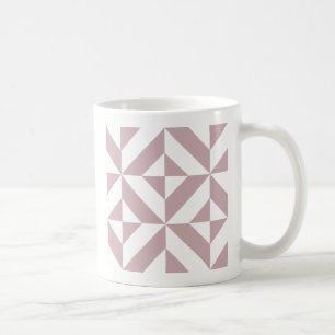 Medium Mauve Geometric Deco Cube Pattern Coffee Mug